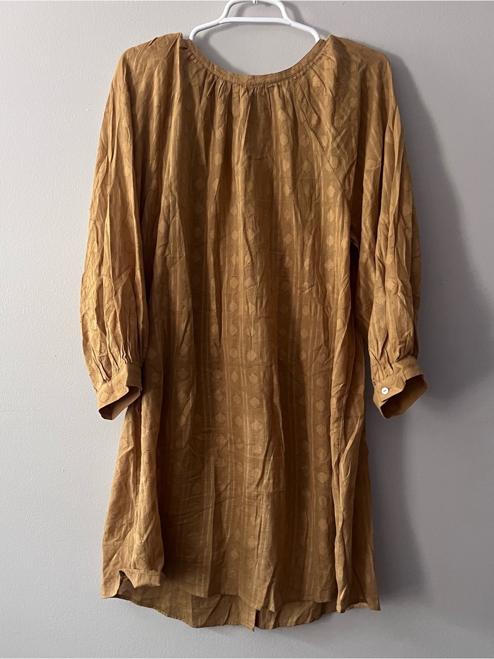 Anthropologie Women’s Dark Yellow Marigold Cotton Button Front Dress Size Medium - Picture 7 of 7